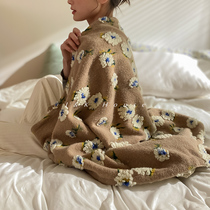 Sing Mom Little Shop Vintage Style Blanket Office Nap Blanket Little Flower Bean Bean Velvet Sofa Blanket Thicken to Keep Warm Winter