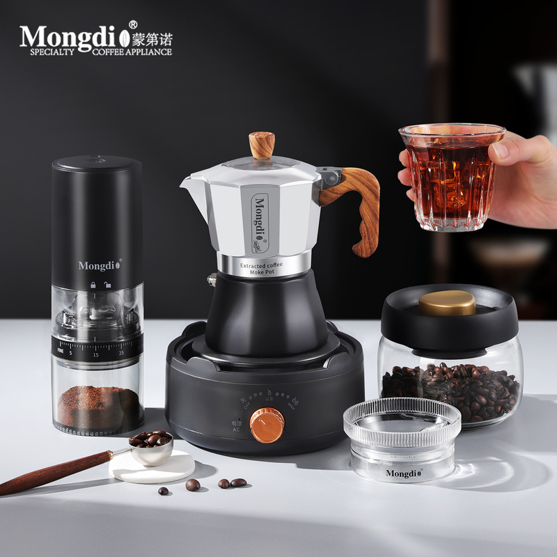 Mongdio Double-Valve Moka Pot Set Household Coffee Pot Small Espresso Machine Extraction Pot