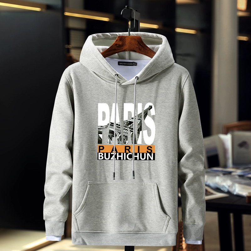 Mùa thu và mùa đông cộng với áo len trùm đầu nhung dày, áo len nam rộng rãi cộng với phân bón XL áo hoodie béo ấm