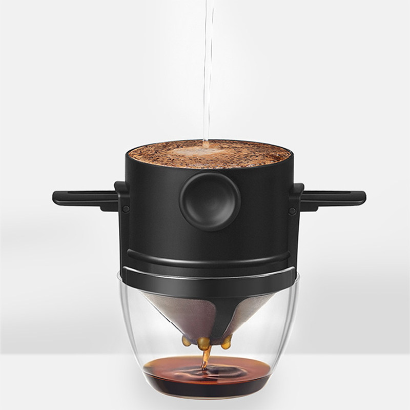 Filter-free coffee filter cup filter screen stainless steel angel folding earhook filter portable hand cup