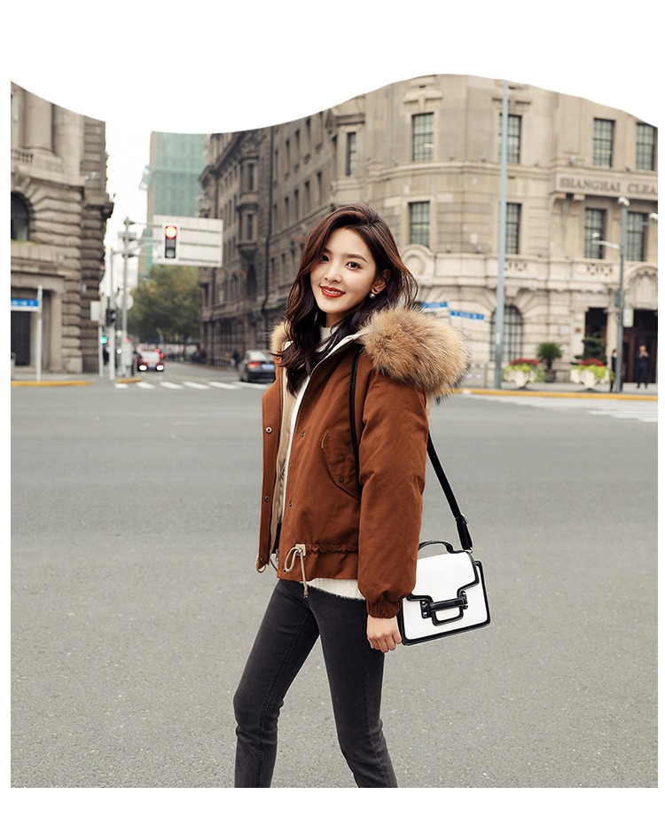 Áo khoác ngắn nữ mùa đông dày nhỏ áo cotton phiên bản Hàn Quốc 2018 mới áo khoác cotton lùn mùa đông bánh mì xuống áo măng tô nữ