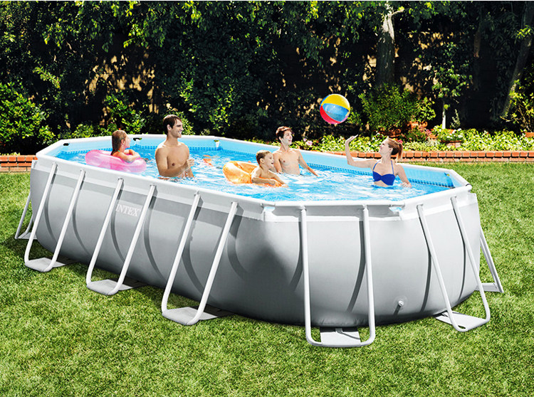 надувной бассейн 原装正品intex椭圆框架超大家庭管架游泳池儿童支架戏水池加厚