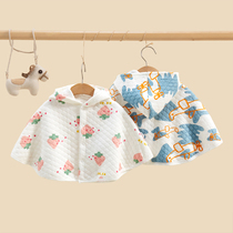Baby cape autumn and winter outing windproof hooded warm toddler coat newborn shawl quilted baby cape