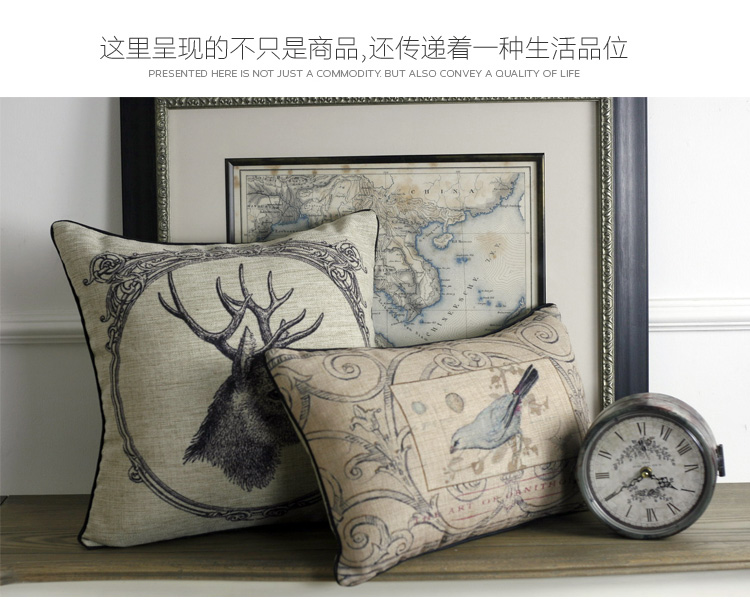 Kho báu Châu Âu và Mỹ cổ điển gối Mỹ retro deer head nghiên cứu cushion cushion set Hồng Kông Đài Loan khách hàng phải mua