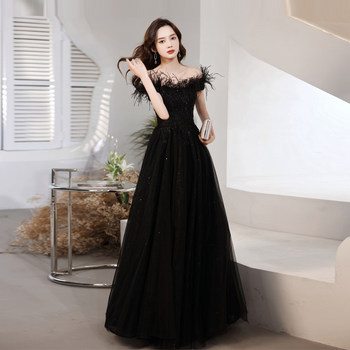 Black evening dress new 2022 hot style light luxury annual meeting evening dress skirt banquet temperament celebrity new dress female