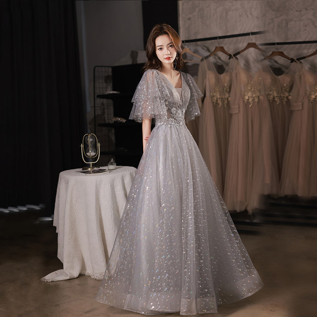 Evening dress female 2022 new temperament celebrity fairy dress French light luxury niche design sense evening dress skirt autumn