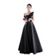 Black evening dress new 2022 hot style autumn and winter satin dress female texture senior company annual meeting dress skirt autumn