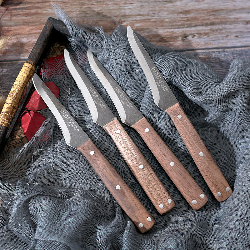 Wood Handle Water Fruit Knife Home German Stainless Steel High Hardness Portable Small Knife Cut Melon Fruit Knife Barbecue Eat Meat Small Knife-Taobao