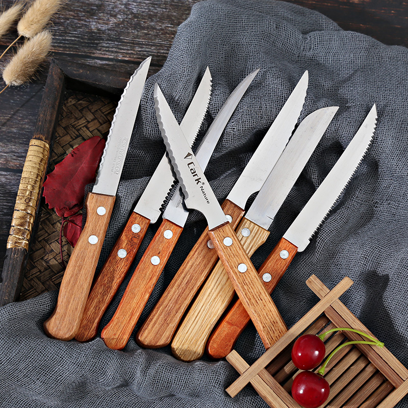 Stainless Steel Meat Saw Outdoor Barbecue Wooden Handle Serrated Knife Bread Barbecue Knife Beef Steak Knife Steak Knife Western Food Knife