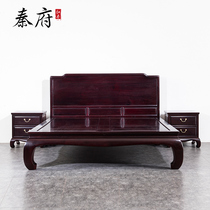 Qinfu mahogany furniture solid wood double bed Zambia blood sandalwood solid wood storage bed classical Chinese bedroom home bed