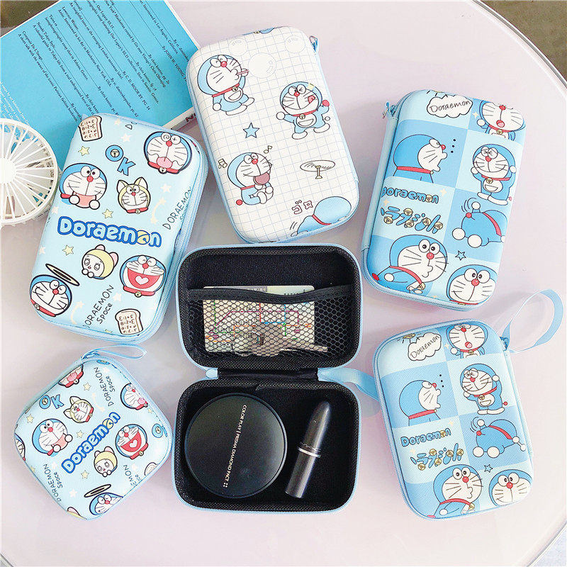 Blue cartoon headphone cable storage bag Data cable charger head charging treasure mobile power change finishing bag box