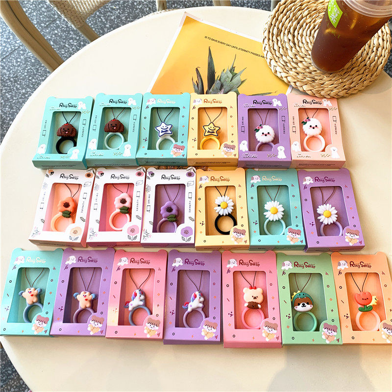 New small halal new phone Silicone Ring Stars Short Pendants Anti-Throw Cartoon Flowers Cute Puppies To Send Gifts