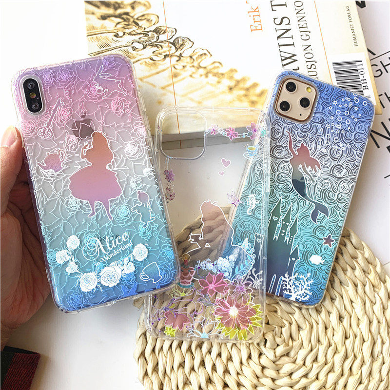 Alice cartoon iphone13 12Pro Xs max phone protection shell Apple 11 XR 8 7plus protective sleeve