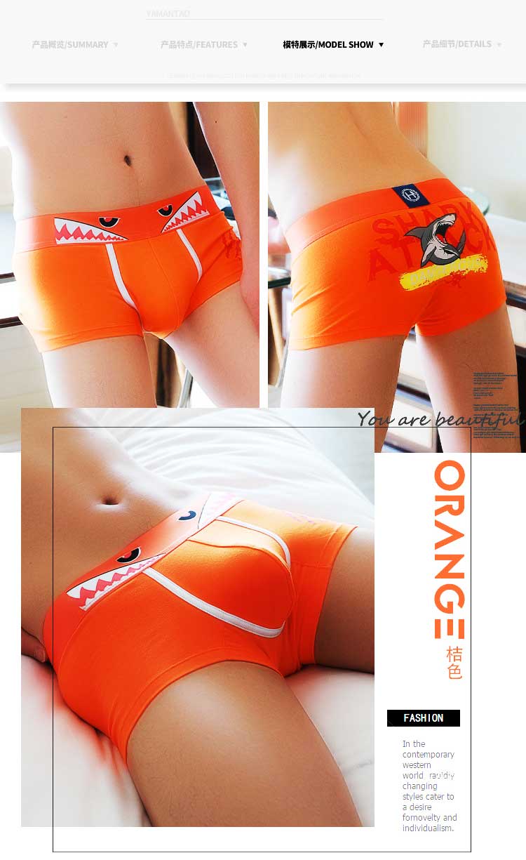 Đồ lót nam cotton boxer thời trang cá tính hoạt hình in eo thấp U lồi thủy triều nam bốn góc quần short đầu quần lót ck