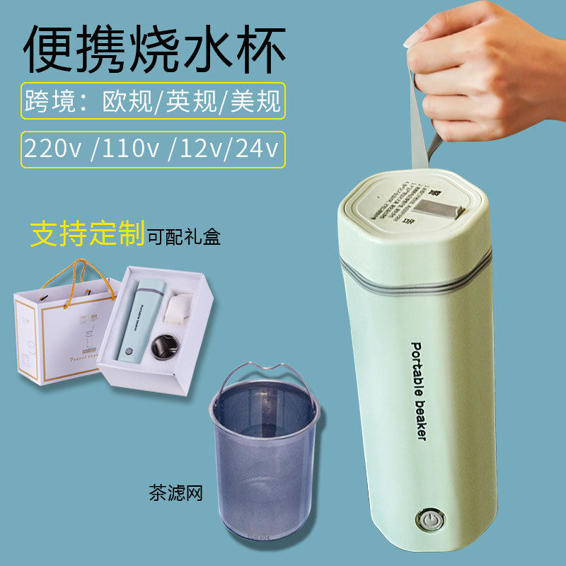 Cross-portable small kettle thermos cup 12V car household European and British regulations American 110v small household appliance water cup