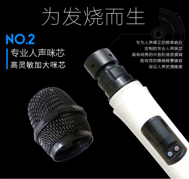 Không dây băng tần nhận micro phổ sân khấu âm thanh karaoke ngoài trời hát micro không dây phổ mic karaoke mini
