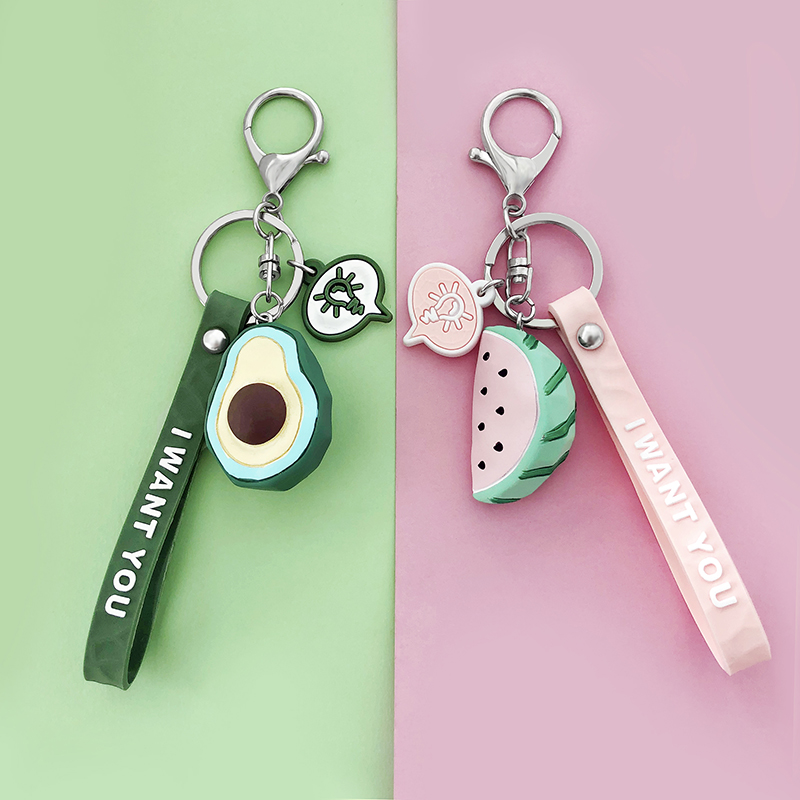 Creative car key chain small pendant cartoon fruit jewelry small fresh accessories avocado pineapple ladies jewelry