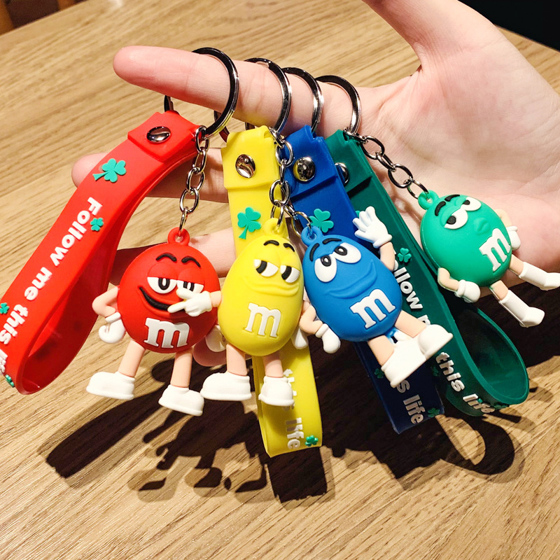 Chocolate Bean Paparazzi Pendant Cartoon Key Button Couple Key Chains Small Gift Men And Women Ornaments School Bags Hanging Accessories