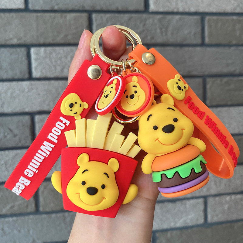 Foodie Winnie the Pooh Keychain Winnie the Pooh Silicone Doll Pendant Couple Car Bag Pendant Small Gift