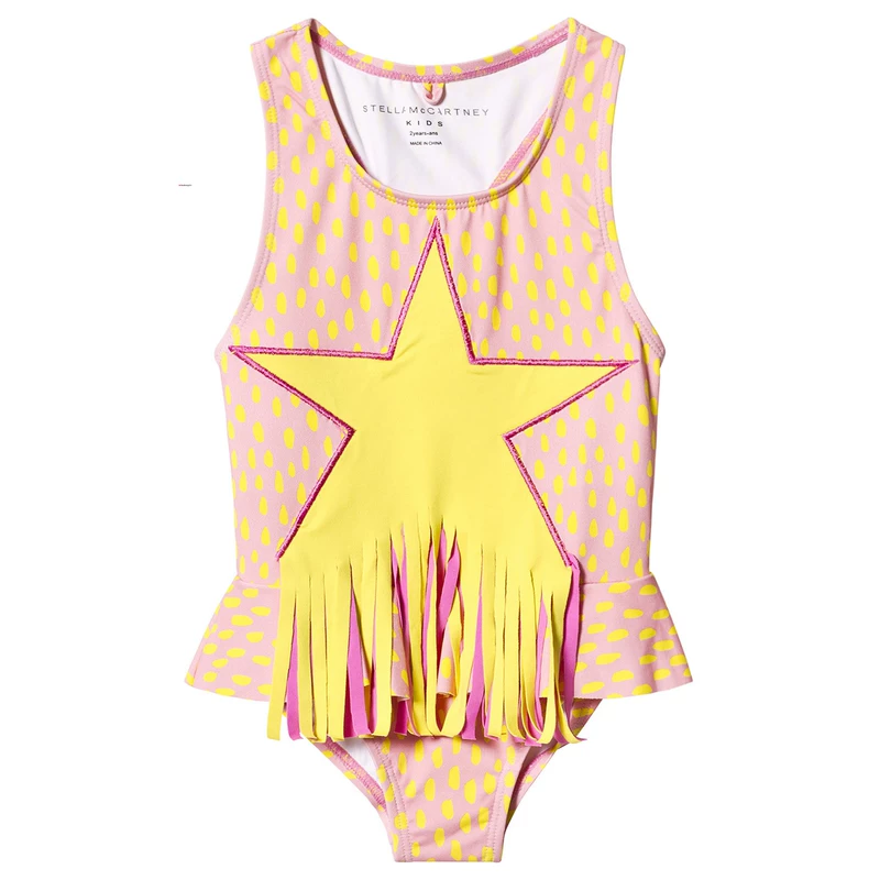 Stella McCartney Kids cô gái màu da báo ngôi sao tua upf50 + áo tắm một mảnh chống nắng - Đồ bơi trẻ em