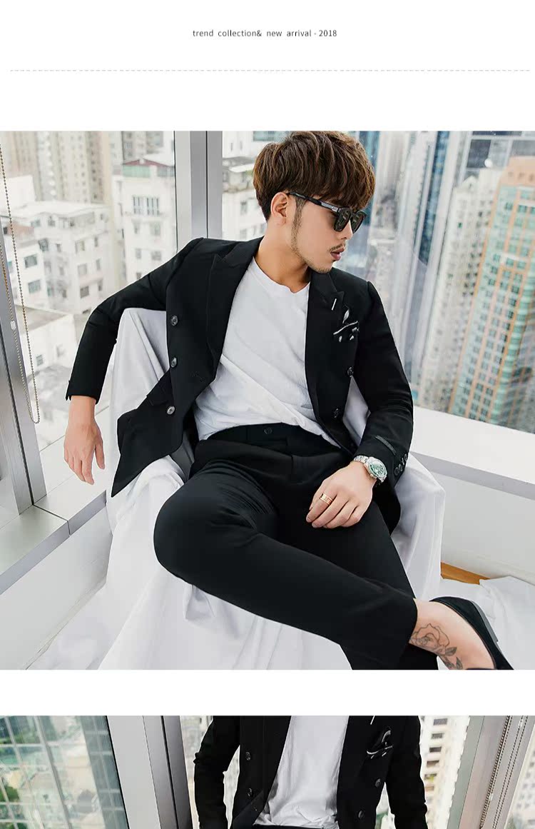 Quần Mustache shop nam phiên bản Hàn Quốc của xu hướng quần âu đen quần tây 2018 thu chân mới quần ngố nam