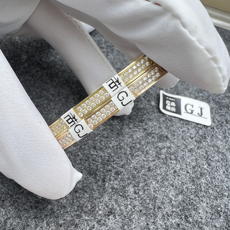 18K Gold Narrow Version Starry Sky Bracelet, Wide Version with Four, Six, or Ten Diamonds Starry Sky Bracelet, Au750 Natural Diamonds