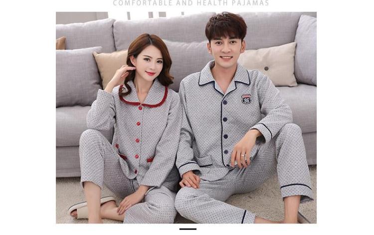 Bộ đồ ngủ đôi bên trong và bên ngoài bằng vải cotton dày xen kẽ mùa xuân và mùa thu đông bông dài tay nam nữ đồ bộ thể thao