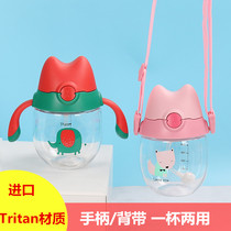 Ecan Cute Cat Child Play Lid Straw Cup Children Baby Kettle Cartoon Water Cup Learn Drinking Water Cup Anti-Fall