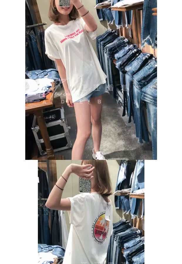 Mùa hè mới cotton giản dị in họa tiết cây dừa áo phông có cổ nữ