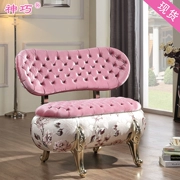 Nội thất phòng khách sofa + góc vài phòng ngủ bé gái đôi sofa nhỏ màu hồng lưới màu đỏ kiểu ghế châu Âu - Bộ đồ nội thất