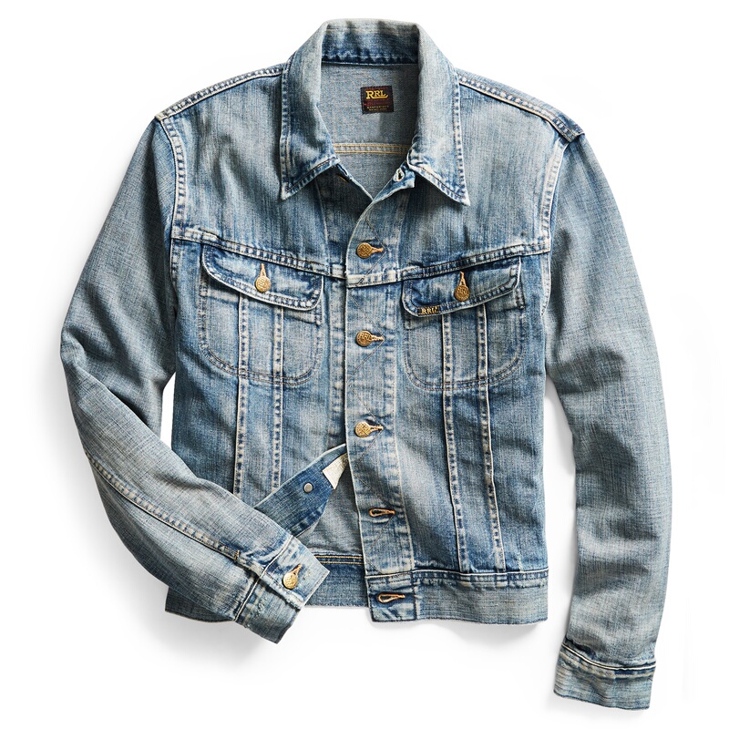 In-Stock Rrl Denim Jacket 3Rd Type Men's Light Wash Poster Style Denim Jacket