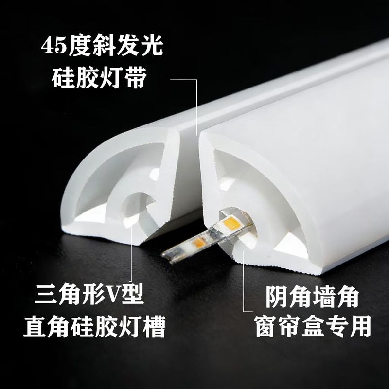 Led Fan-Shaped Right-Angle 45-Degree Emitting V-Shaped Triangular Corner Curtain Box Flexible Bendable Silicone Light Strip Led Fan-Shaped Right-Angle 45-Degree Emitting V-Shaped Triangular Corner Curtain Box Flexible Bendable Silicone Light Strip