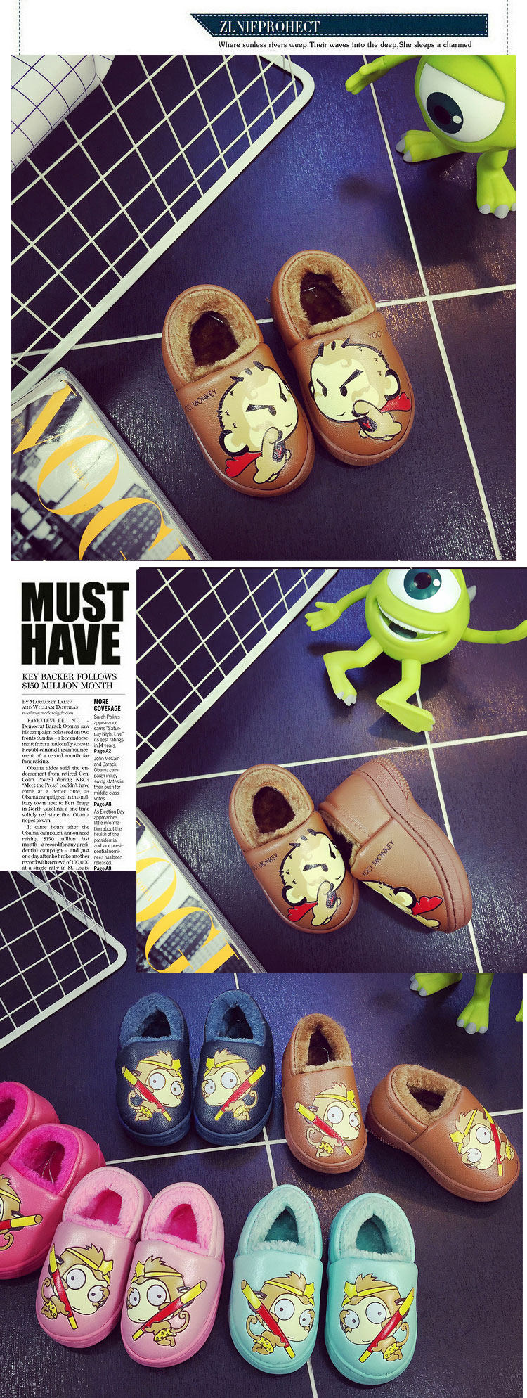 Chaussons enfants en autre pour hiver - semelle caoutchouc Wear - Ref 1031108 Image 10