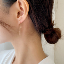 Joker long earrings fresh Modified Face chain temperament earrings rose gold silver needle earrings female 925 sterling silver