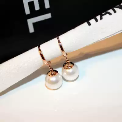 Pearl earrings earrings 2021 new trendy round face rose gold ear buckle ear ring female thin temperament earrings South Korea