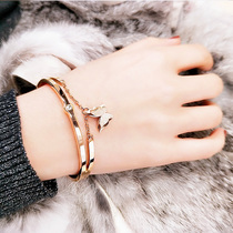 Girl heart bracelet female hand jewelry rose gold net red titanium steel does not fade Sen. Korean fashion trendy gold