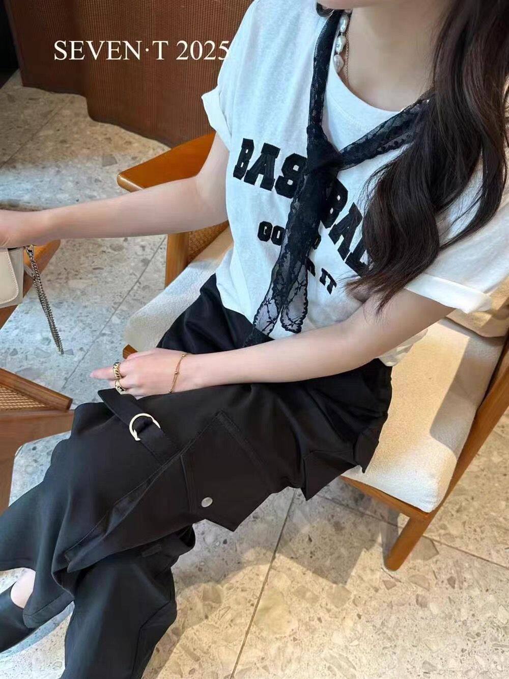 深圳南油高端女装欧洲站2025春季新款女装欧货时尚字母印花短袖T详情13