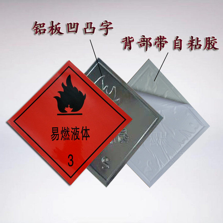 Car Sticker Rhomboid Flammable Liquid 3 Type Signage Dangerous Goods Car Oil Tanker ID Card Safety ID Plate Aluminum Plate