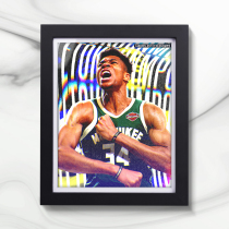 Alphabet Brother Bucks NBA star basketball surrounding dormitory decoration solid wood photo frame poster gift to students