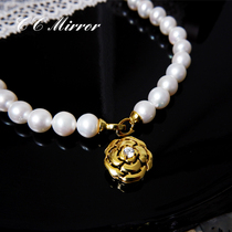 Love rose2021 new 925 hard foot silver gold-plated necklace pearl flower chain temperament socialite style