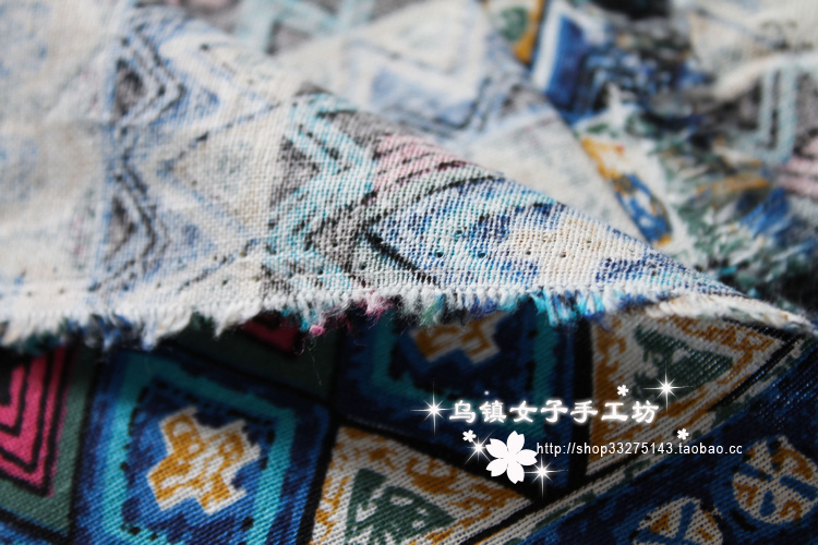 Bohemian in vải handmade diy vải cotton linen khăn trải bàn rèm trang trí vải bàn cà phê vải quần áo vải