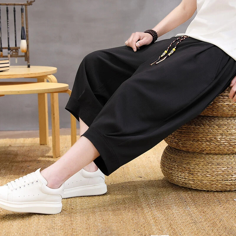 Kuraishi Kazuki Men's Summer Retro Ice Silk Thin Cropped Pants Loose New Style Casual Comfortable Sports Shorts