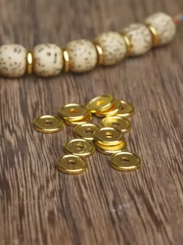 Золотой браслет с аксессуарами, медная прокладка, четки бодхи, 24 карат