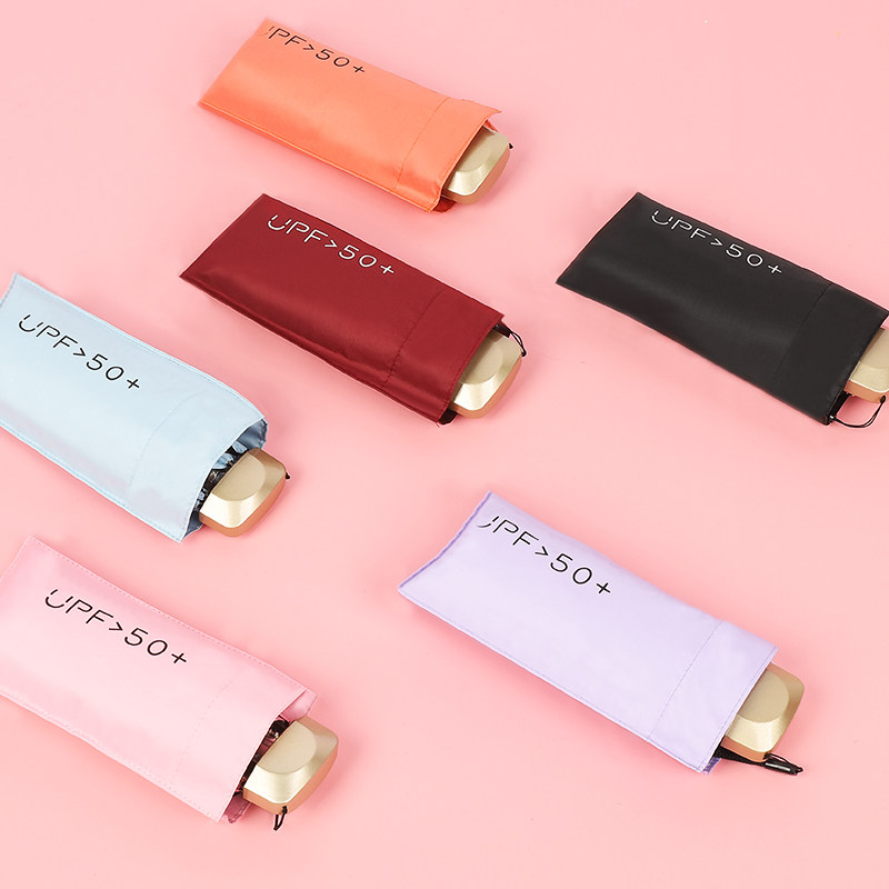 Small portable mini clear umbrella Dual-purpose five-fold umbrella anti-UV sunshade retro pocket umbrella