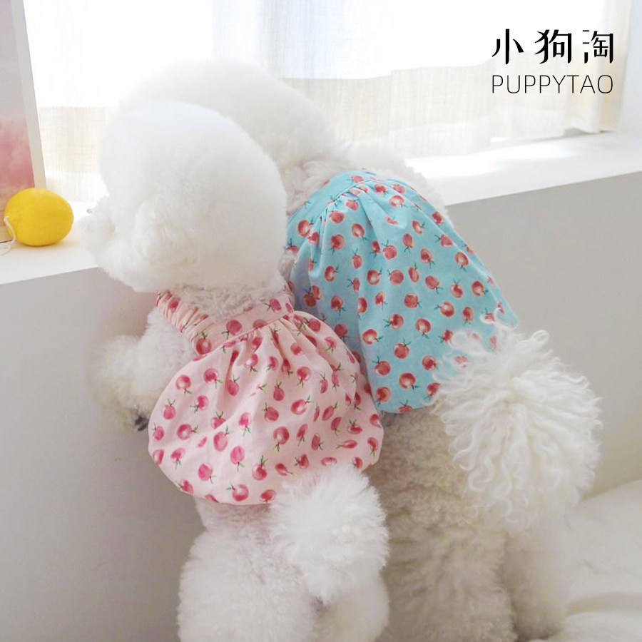 South Korea Ins Bursting Pet Cute Spring Summer Water Honey Peach Bubble Hanging with Skirt Mini Dog Cat Teddy Dog Clothes-Taobao