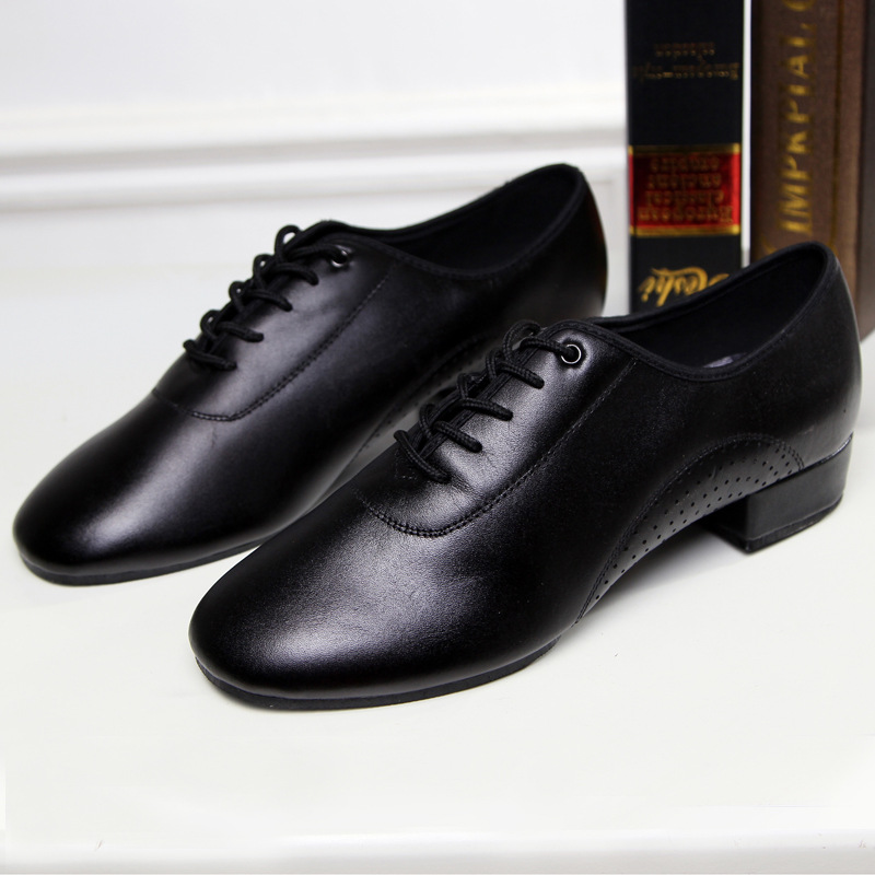 Bull Leather Men's Gel Bottom Morden Shoes Soft-bottom Social Dance Bar Bottom Latin Dance National Mark Square Dance Shoes Men Dance Shoes