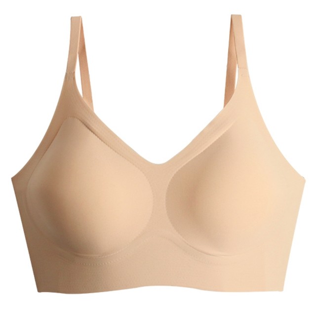 ສີຜິວພິເສດ AOK super invisible seamless bra Spring and summer white T-top support auxiliary breasts non-sense sleep underwear naked