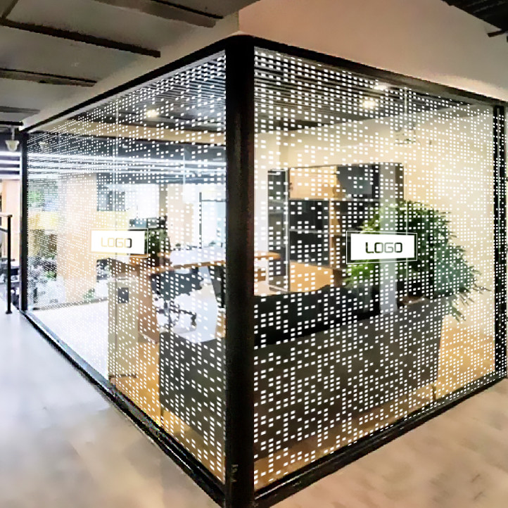 Custom Office Office Partition Pushdoor Creativity Square Mosaic Decoration Transparent electrostatic glass adhesive film 