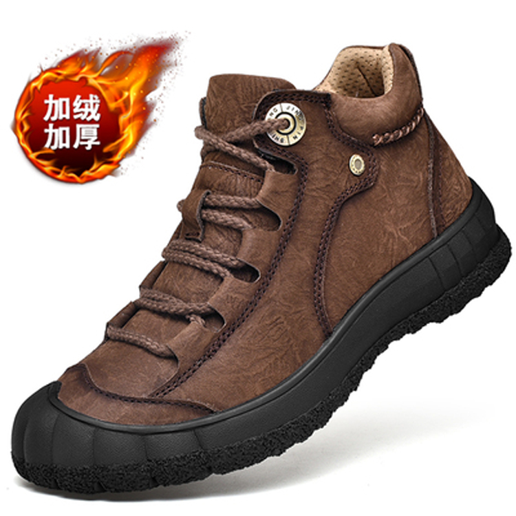 Rav Laurenma ball camel cotton shoes men's winter plus suede warm men genuine leather waterproof outdoor sports casual high cylinder leather shoes