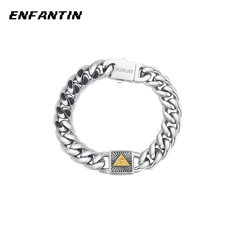 Enfantin Niche Retro European and American Style Eye of Horus Cuban Bracelet for Men, High Street Personality Trendy Jewelry Enfantin Niche Retro European and American Style Eye of Horus Cuban Bracelet for Men, High Street Personality Trendy Jewelry